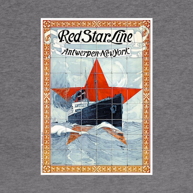 Vintage Travel Poster Belgium Red Star Line by vintagetreasure